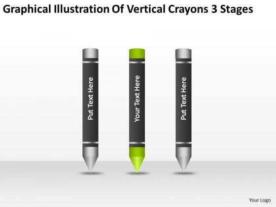 Illustration Of Vertical Crayons 3 Stages Business Plan PowerPoint Slides Illustration Of Vertical Crayons 3 Stages Business Plan PowerPoint Slides