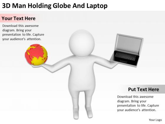 Images Of Business People 3d Man Holding Globe And Laptop PowerPoint Slides Images Of Business People 3d Man Holding Globe And Laptop PowerPoint Slides