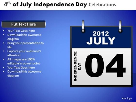 Independence Day In America 4th July PowerPoint Presentation Slides