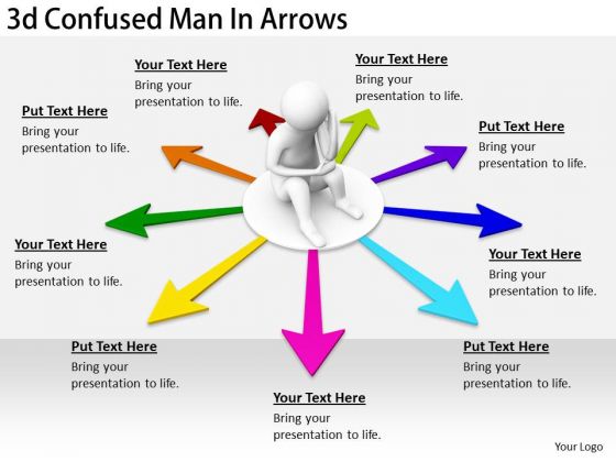 Internet Business Strategy 3d Confused Man Arrows Character Internet Business Strategy 3d Confused Man Arrows Character