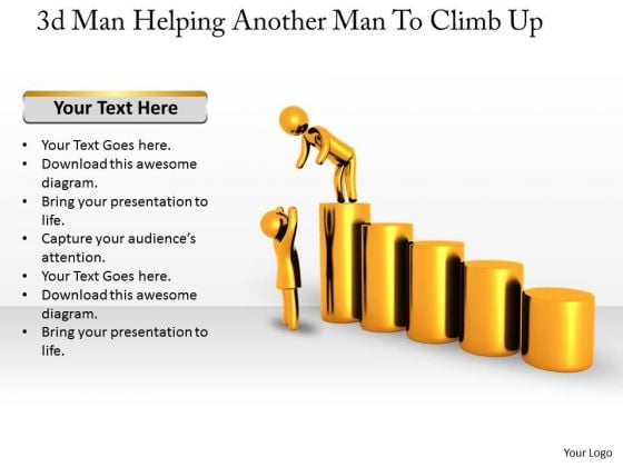 Internet Business Strategy 3d Man Helping Another To Climb Up Concept