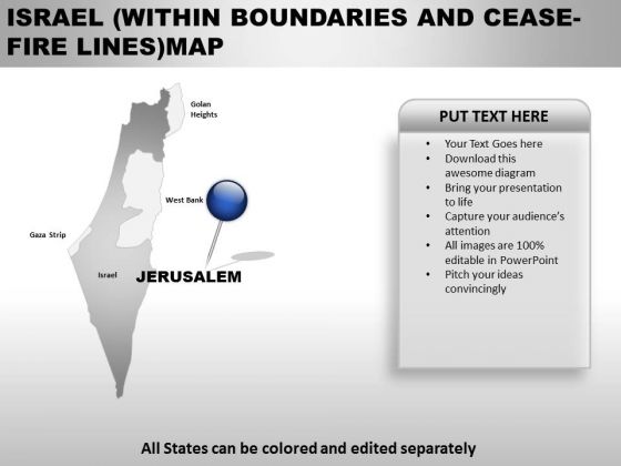 Israel Within Boundaries And Ceas Fire Lines Country PowerPoint Maps