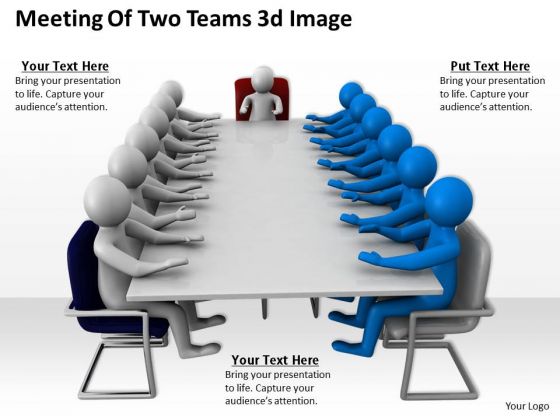 It Business Strategy Meeting Of Two Teams 3d Image Characters It Business Strategy Meeting Of Two Teams 3d Image Characters