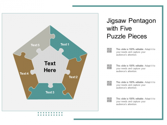 Jigsaw Pentagon With Five Puzzle Pieces Ppt PowerPoint Presentation File Model