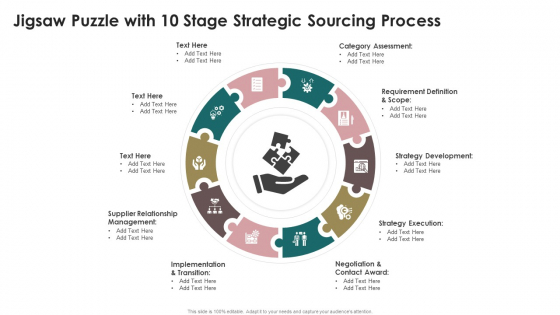 Jigsaw Puzzle With 10 Stage Strategic Sourcing Process Introduction PDF