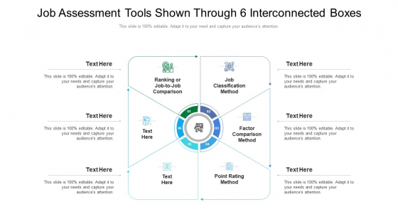 Job Assessment Tools Shown Through 6 Interconnected Boxes Ppt PowerPoint Presentation File Slide Download PDF