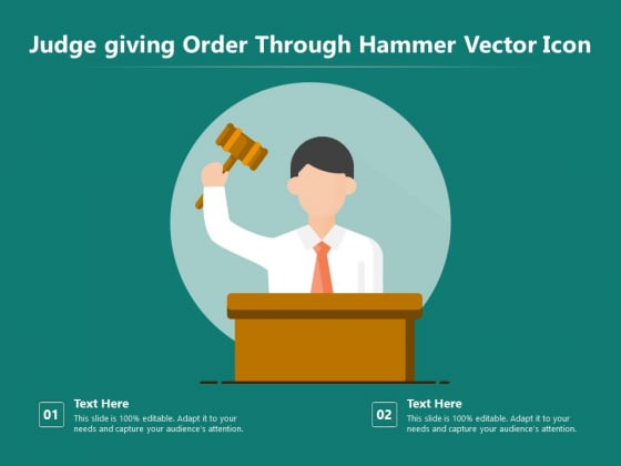 Judge Giving Order Through Hammer Vector Icon Ppt PowerPoint Presentation Gallery Elements PDF