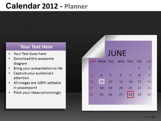 June 2012 Calendar PowerPoint Slides June 2012 Calendar PowerPoint Slides