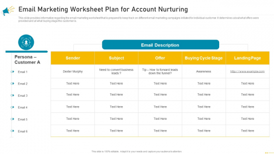 Key Account Marketing Approach Email Marketing Worksheet Plan For Account Nurturing Demonstration PDF Key Account Marketing Approach Email Marketing Worksheet Plan For Account Nurturing Demonstration PDF