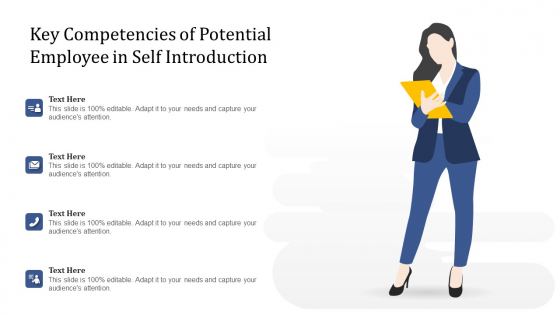 Key Competencies Of Potential Employee In Self Introduction Ppt PowerPoint Presentation Styles Samples PDF
