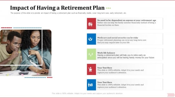 Key Factor In Retirement Planning Impact Of Having A Retirement Plan Ppt Summary Portrait PDF Key Factor In Retirement Planning Impact Of Having A Retirement Plan Ppt Summary Portrait PDF