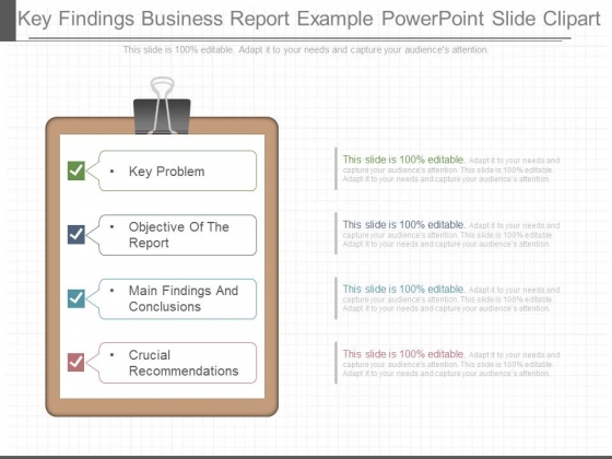 Key Findings Business Report Example Powerpoint Slide Clipart