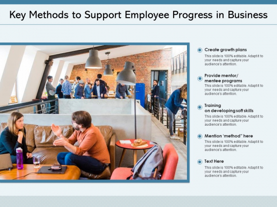 Key Methods To Support Employee Progress In Business Ppt PowerPoint Presentation File Summary PDF