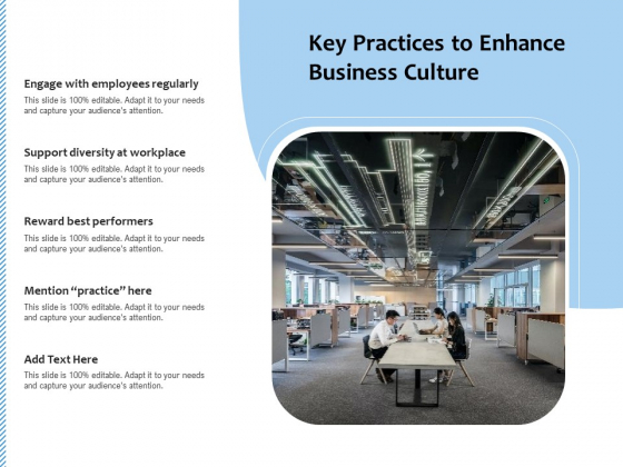 Key Practices To Enhance Business Culture Ppt PowerPoint Presentation File Example File PDF