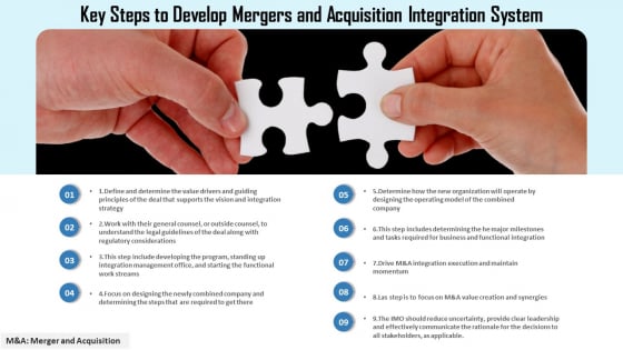 Key Steps To Develop Mergers And Acquisition Integration System Ppt PowerPoint Presentation Model Show PDF Key Steps To Develop Mergers And Acquisition Integration System Ppt PowerPoint Presentation Model Show PDF
