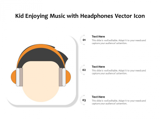 Kid Enjoying Music With Headphones Vector Icon Ppt PowerPoint Presentation File Clipart Images PDF