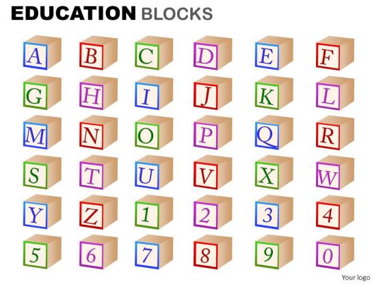 Kids Learning Blocks A To Z And Numbers PowerPoint Slides