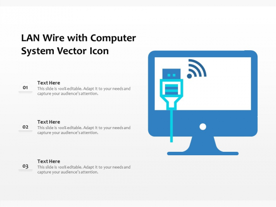 LAN Wire With Computer System Vector Icon Ppt PowerPoint Presentation File Background Image PDF