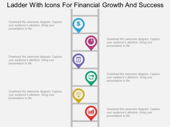 Ladder With Icons For Financial Growth And Success Powerpoint Template