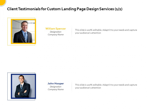 Landing Page Design Optimization Client Testimonials For Custom Landing Page Design Services Designation Brochure PDF Landing Page Design Optimization Client Testimonials For Custom Landing Page Design Services Designation Brochure PDF