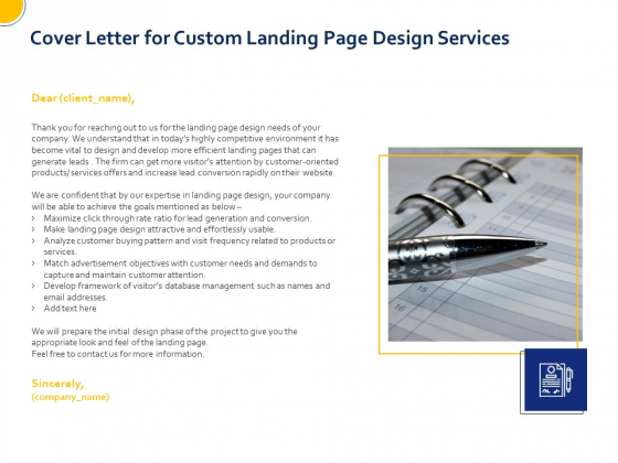 Landing Page Design Optimization Cover Letter For Custom Landing Page Design Services Information PDF Landing Page Design Optimization Cover Letter For Custom Landing Page Design Services Information PDF