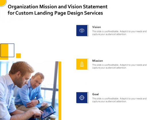 Landing Page Design Optimization Organization Mission And Vision Statement For Custom Landing Page Design Services Mockup PDF Landing Page Design Optimization Organization Mission And Vision Statement For Custom Landing Page Design Services Mockup PDF