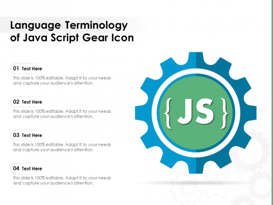 Language Terminology Of Java Script Gear Icon Ppt PowerPoint Presentation Slides Example Topics PDF