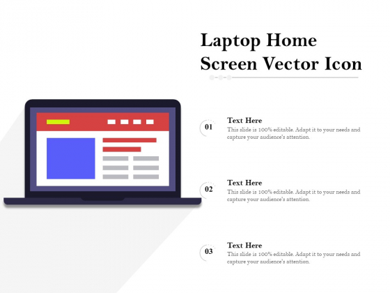 Laptop Home Screen Vector Icon Ppt PowerPoint Presentation Professional Samples PDF