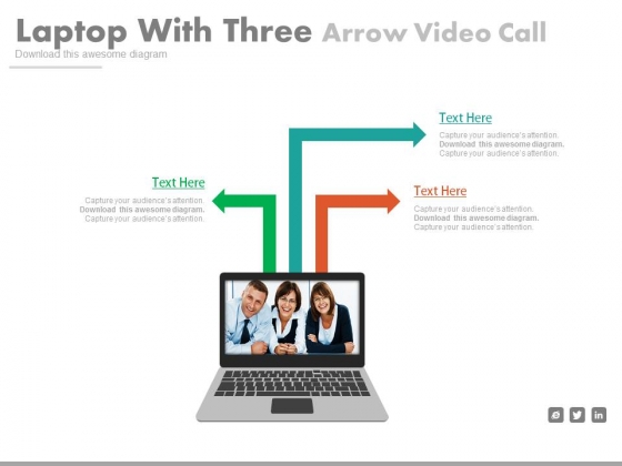 Laptop With Team Pictures For Video Conferencing Powerpoint Template Laptop With Team Pictures For Video Conferencing Powerpoint Template