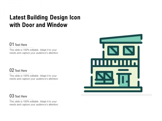 Latest Building Design Icon With Door And Window Ppt PowerPoint Presentation Styles Graphic Images PDF