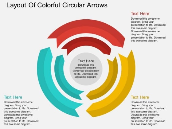 Layout Of Colorful Circular Arrows Powerpoint Template Layout Of Colorful Circular Arrows Powerpoint Template