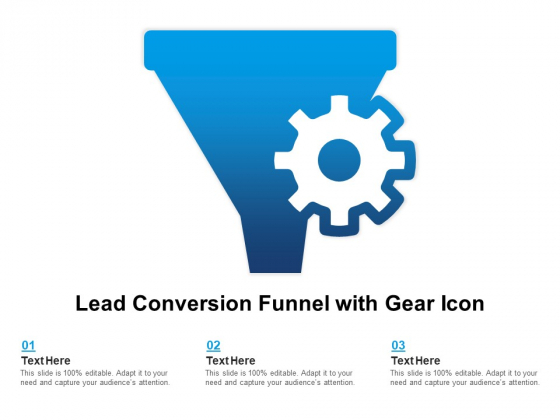 Lead Conversion Funnel With Gear Icon Ppt PowerPoint Presentation Pictures Portfolio PDF