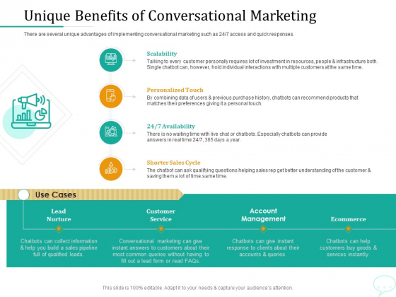 Lead Generation Initiatives Through Chatbots Unique Benefits Of Conversational Marketing Mockup PDF Lead Generation Initiatives Through Chatbots Unique Benefits Of Conversational Marketing Mockup PDF