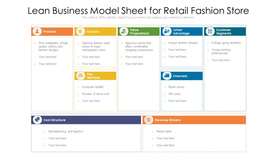 Lean Business Model Sheet For Retail Fashion Store Ppt PowerPoint Presentation Gallery Sample PDF Lean Business Model Sheet For Retail Fashion Store Ppt PowerPoint Presentation Gallery Sample PDF