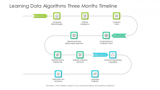 Learning Data Algorithms Three Months Timeline Mockup