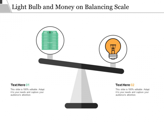 Light Bulb And Money On Balancing Scale Ppt PowerPoint Presentation Gallery Portrait