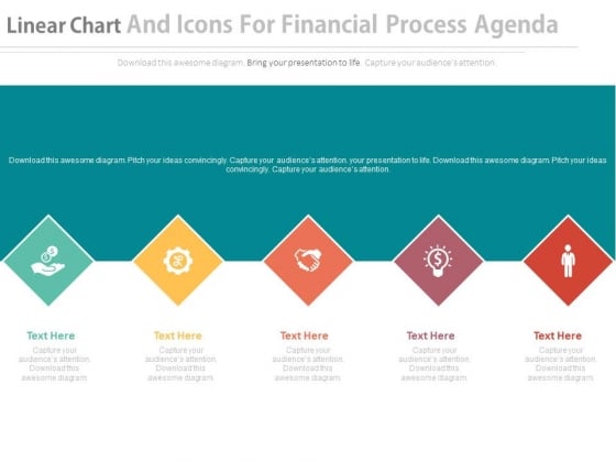 Linear Diamond Chart With Icons For Financial Progress Powerpoint Template Linear Diamond Chart With Icons For Financial Progress Powerpoint Template