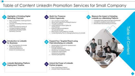 Linkedin Promotion Services Table Of Content Linkedin Promotion Services For Small Company Structure PDF