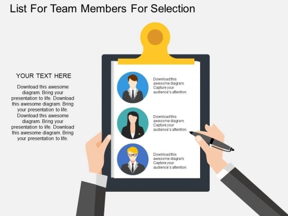List For Team Members For Selection Powerpoint Template