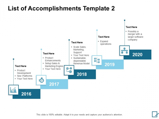 List Of Accomplishments 2016 To 2020 Ppt PowerPoint Presentation Ideas List Of Accomplishments 2016 To 2020 Ppt PowerPoint Presentation Ideas