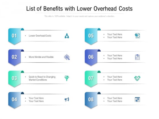 List Of Benefits With Lower Overhead Costs Ppt PowerPoint Presentation Outline Ideas List Of Benefits With Lower Overhead Costs Ppt PowerPoint Presentation Outline Ideas