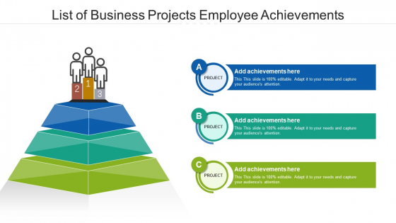 List Of Business Projects Employee Achievements Ppt Layouts Graphics Template PDF
