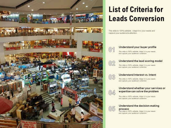 List Of Criteria For Leads Conversion Ppt PowerPoint Presentation Gallery Inspiration PDF List Of Criteria For Leads Conversion Ppt PowerPoint Presentation Gallery Inspiration PDF