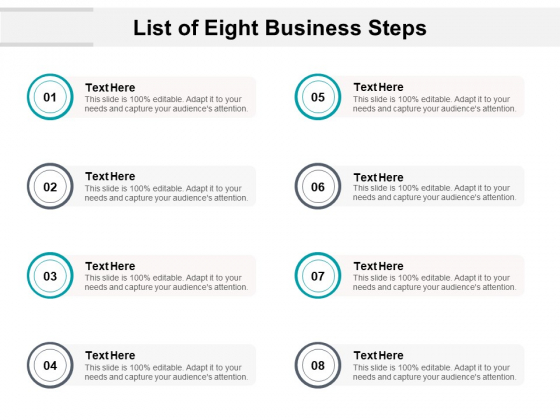 List Of Eight Business Steps Ppt PowerPoint Presentation Layouts Aids List Of Eight Business Steps Ppt PowerPoint Presentation Layouts Aids