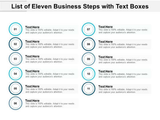 List Of Eleven Business Steps With Text Boxes Ppt PowerPoint Presentation Slides Icons List Of Eleven Business Steps With Text Boxes Ppt PowerPoint Presentation Slides Icons