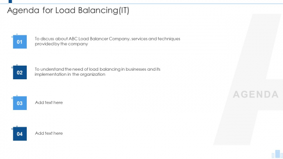 Load Balancing IT Agenda For Load Balancing It Structure PDF