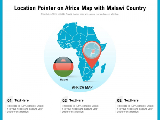 Location Pointer On Africa Map With Malawi Country Ppt PowerPoint Presentation Ideas Background Image PDF