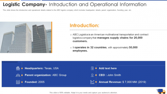 Logistic Company Introduction And Operational Information Background PDF Logistic Company Introduction And Operational Information Background PDF