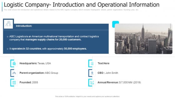 Logistic Company Introduction And Operational Information Inspiration PDF Logistic Company Introduction And Operational Information Inspiration PDF