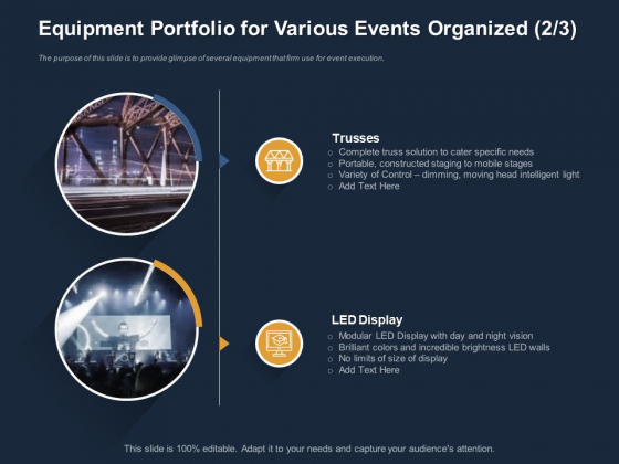 Logistics Events Equipment Portfolio For Various Events Organized Trusses Ppt Styles Background Designs PDF Logistics Events Equipment Portfolio For Various Events Organized Trusses Ppt Styles Background Designs PDF